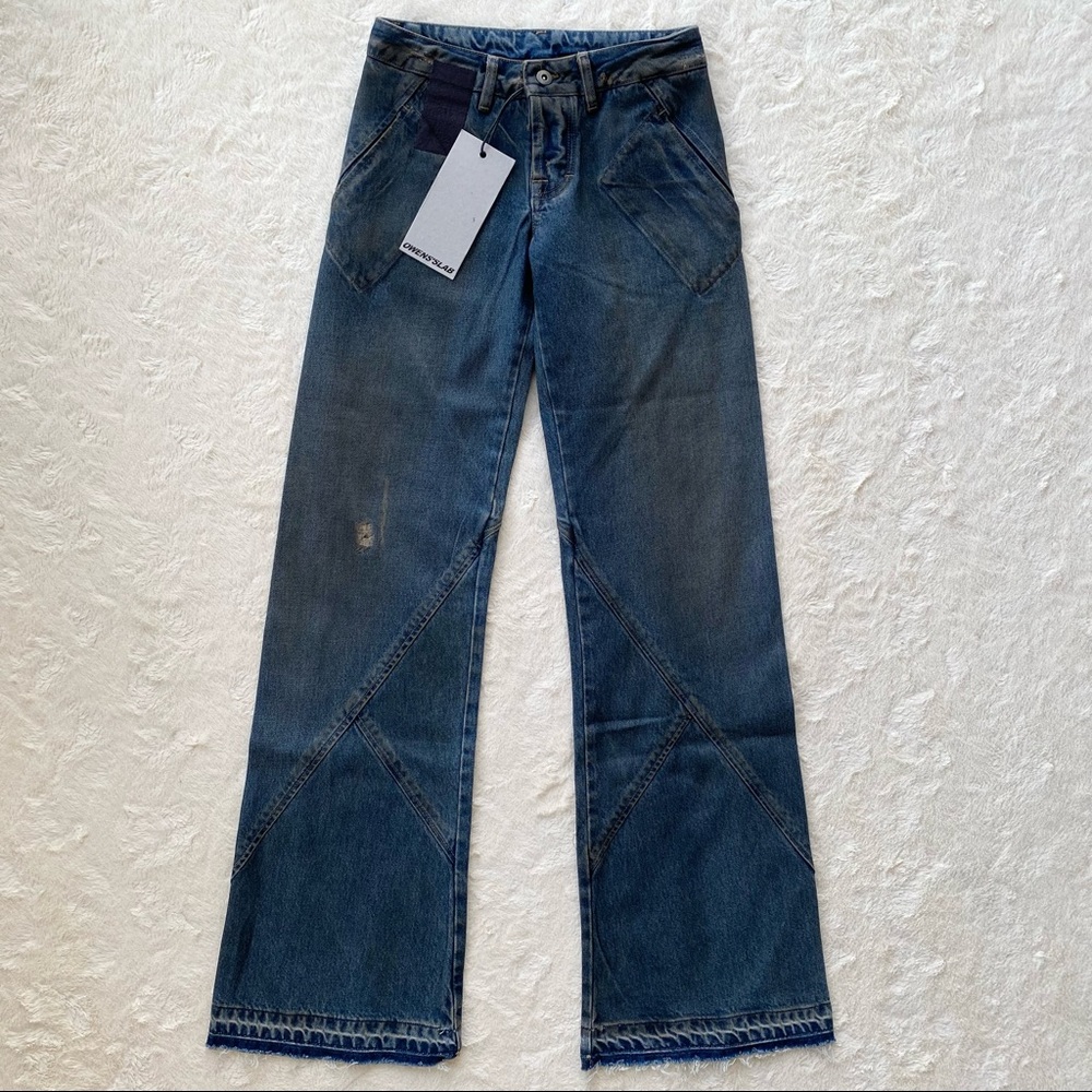 Woman’s Rick Owens Slab distressed flare raw hem jeans size 25 style s00094